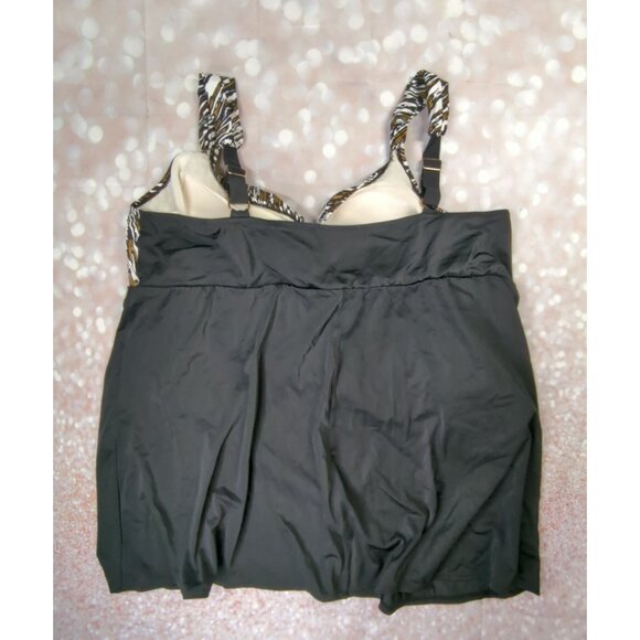 Catherines Plus Size 30W Black White Gold Adjustable Swim Dress New - Picture 7 of 9